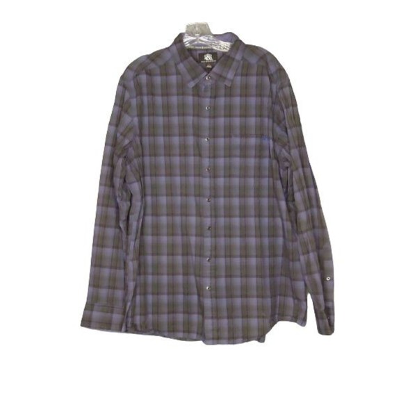 Rock & Republic Button Down Blue/Black Long Sleeve Plaid Shirt Mens Size XL - Picture 1 of 10